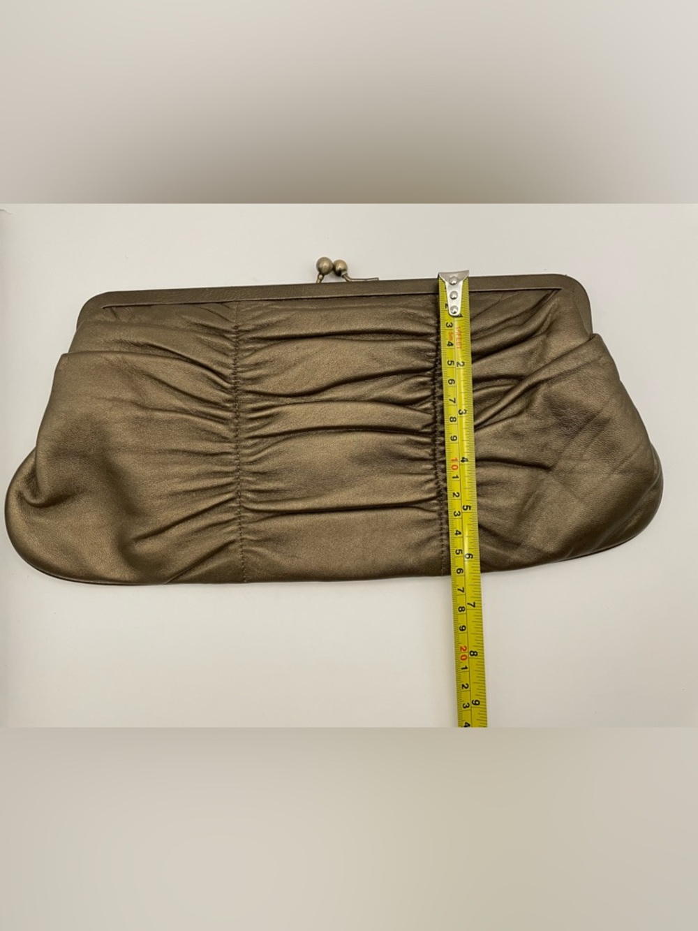Hobo International Bronze Metallic Leather clutch optional fold away chain strap - Picture 4 of 9